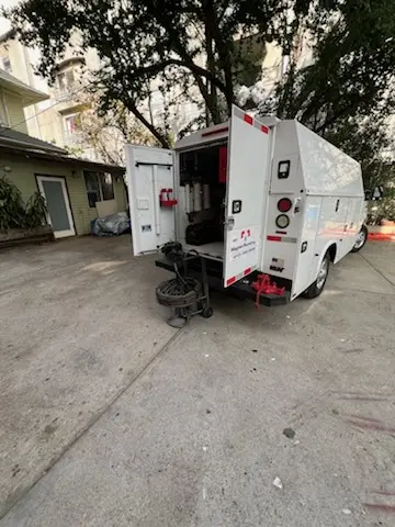 Magnet Plumbing service vehicle on-site for Sewer Line Repair in Newport